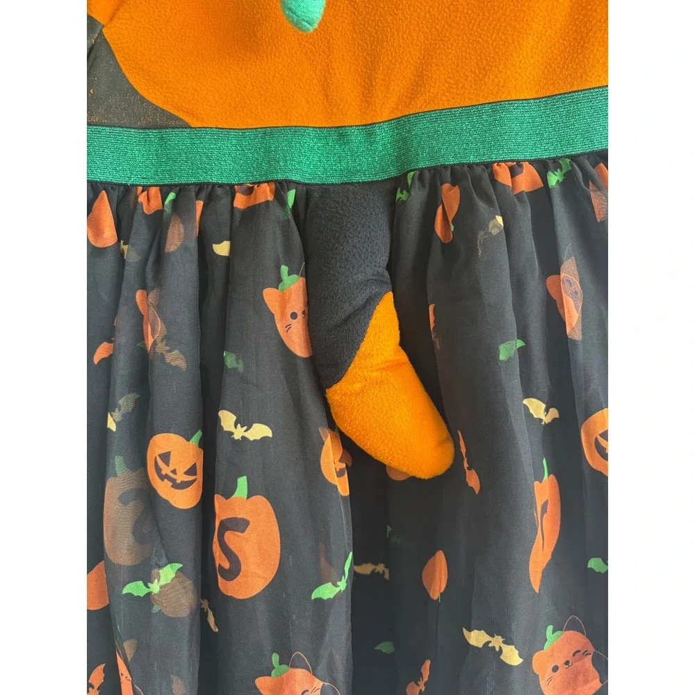 Squishmallows Girls Halloween Pumpkin Costume Dress Hood kidcore Orange Black L